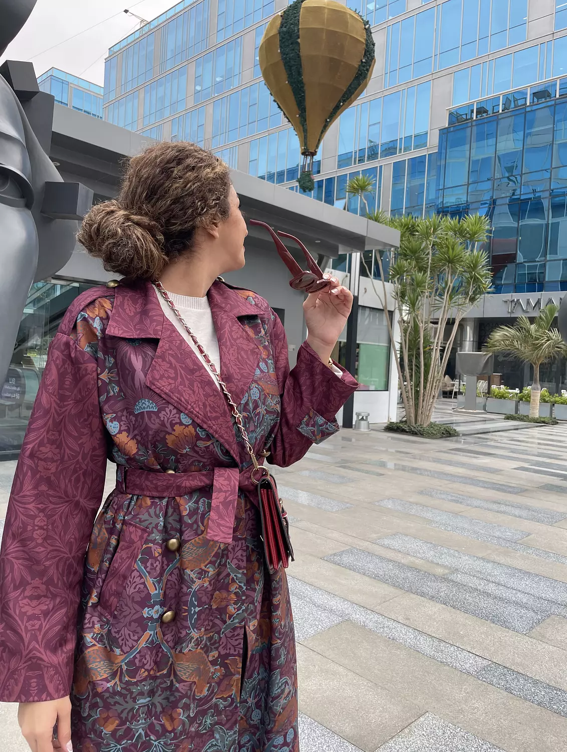 Burgundy Bird Trench Coat 7