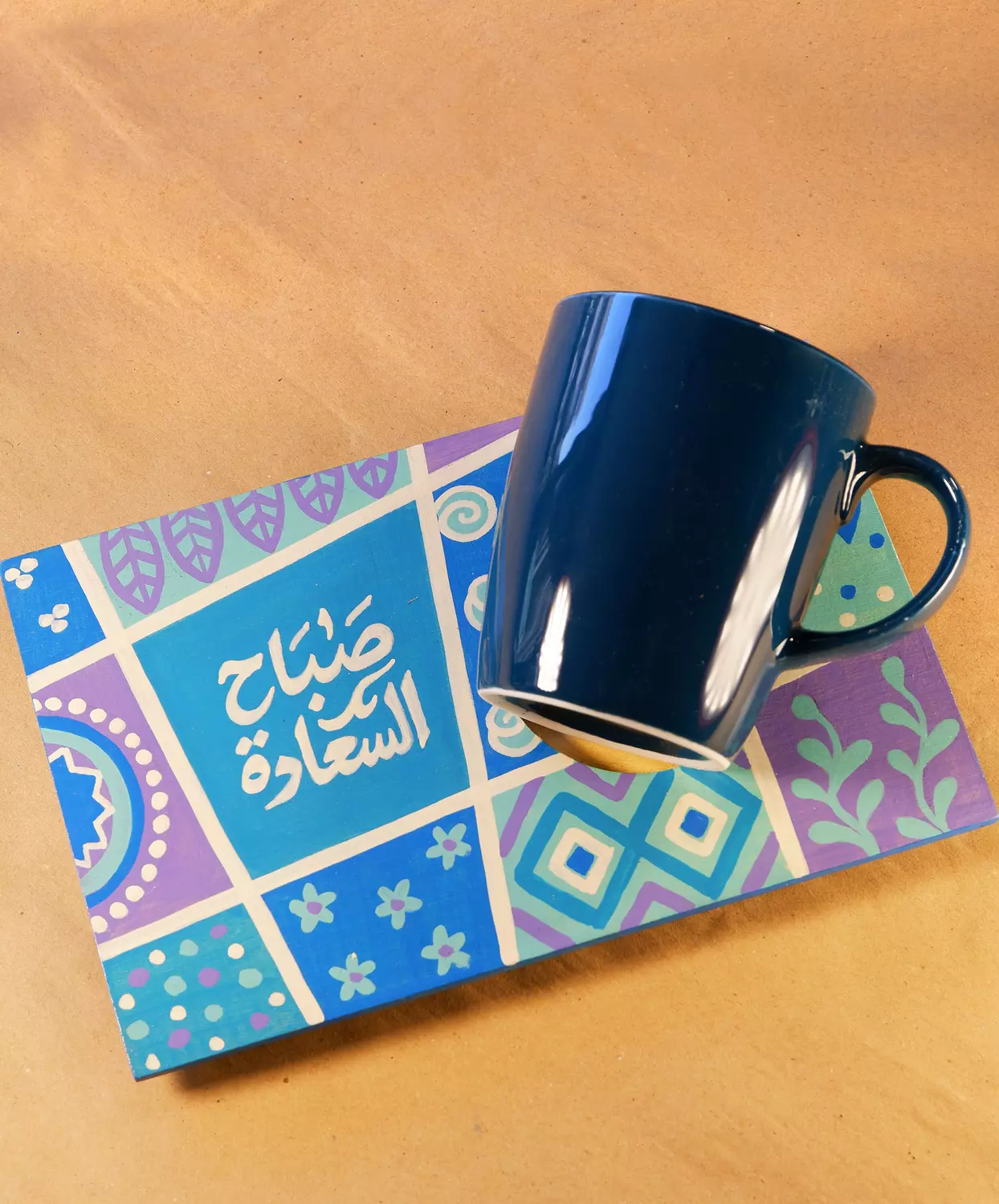 Coaster mug -sun squares blue 