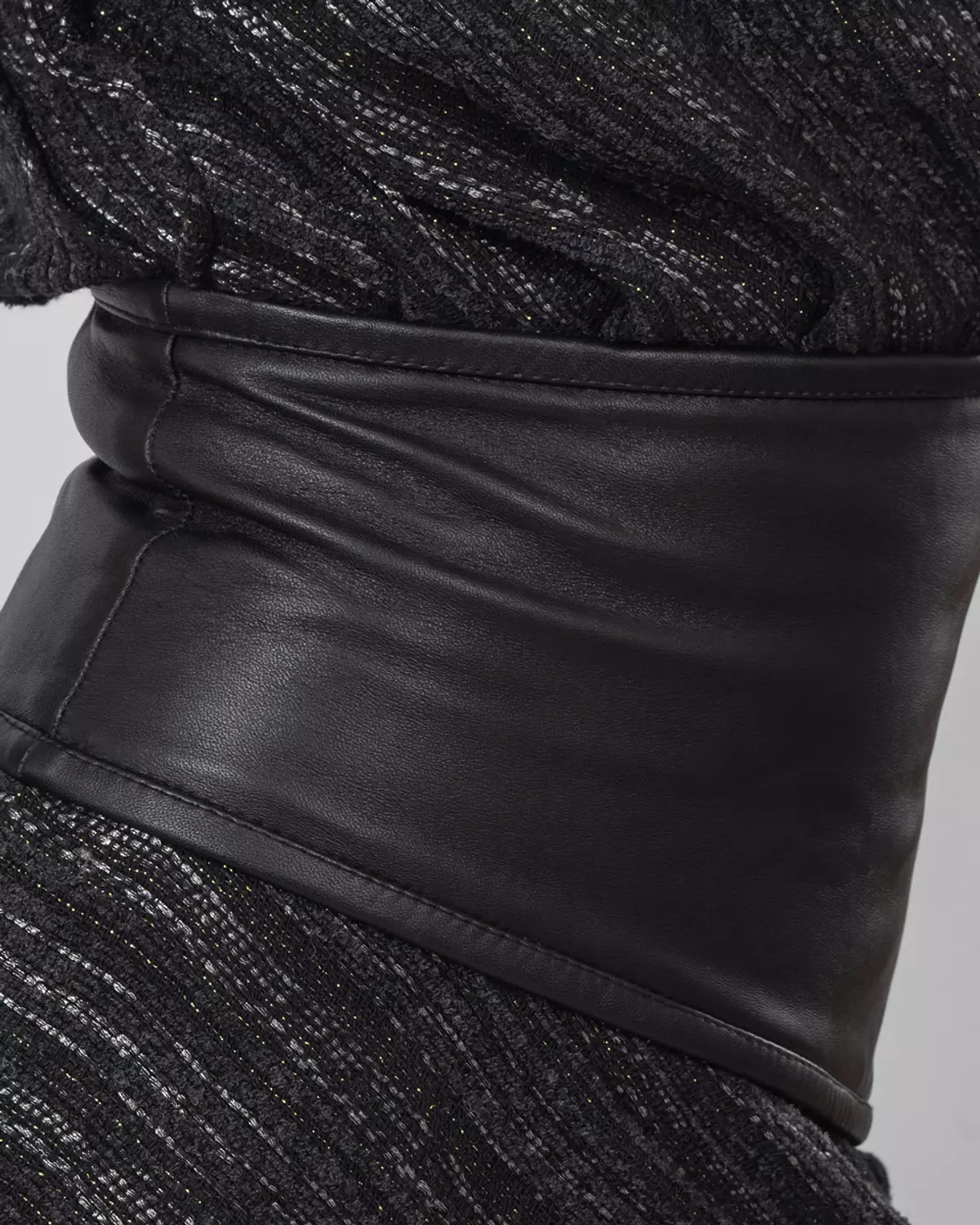 Asymmetric dress with leather belt   11