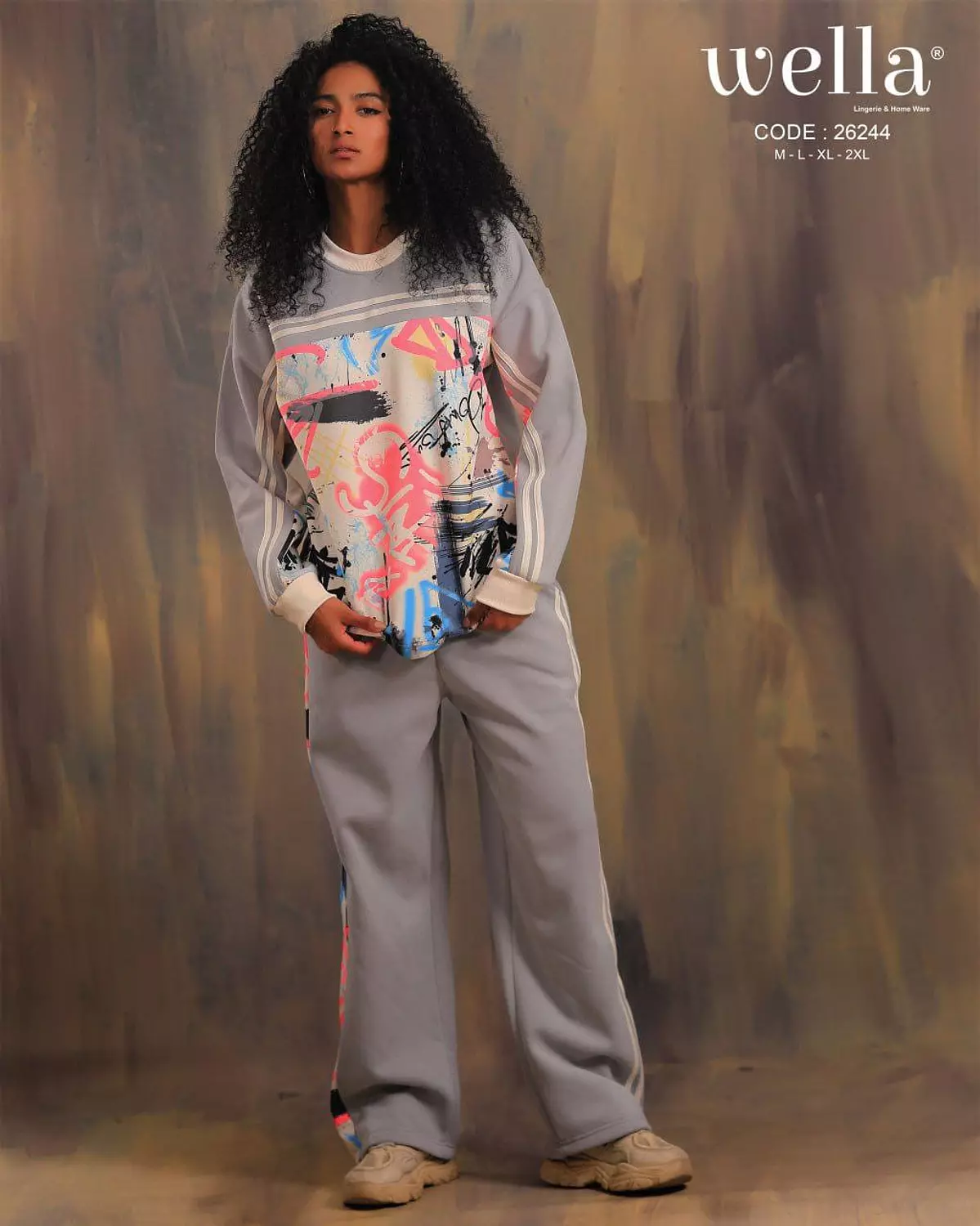 Gray sport bajama with 2 lins image