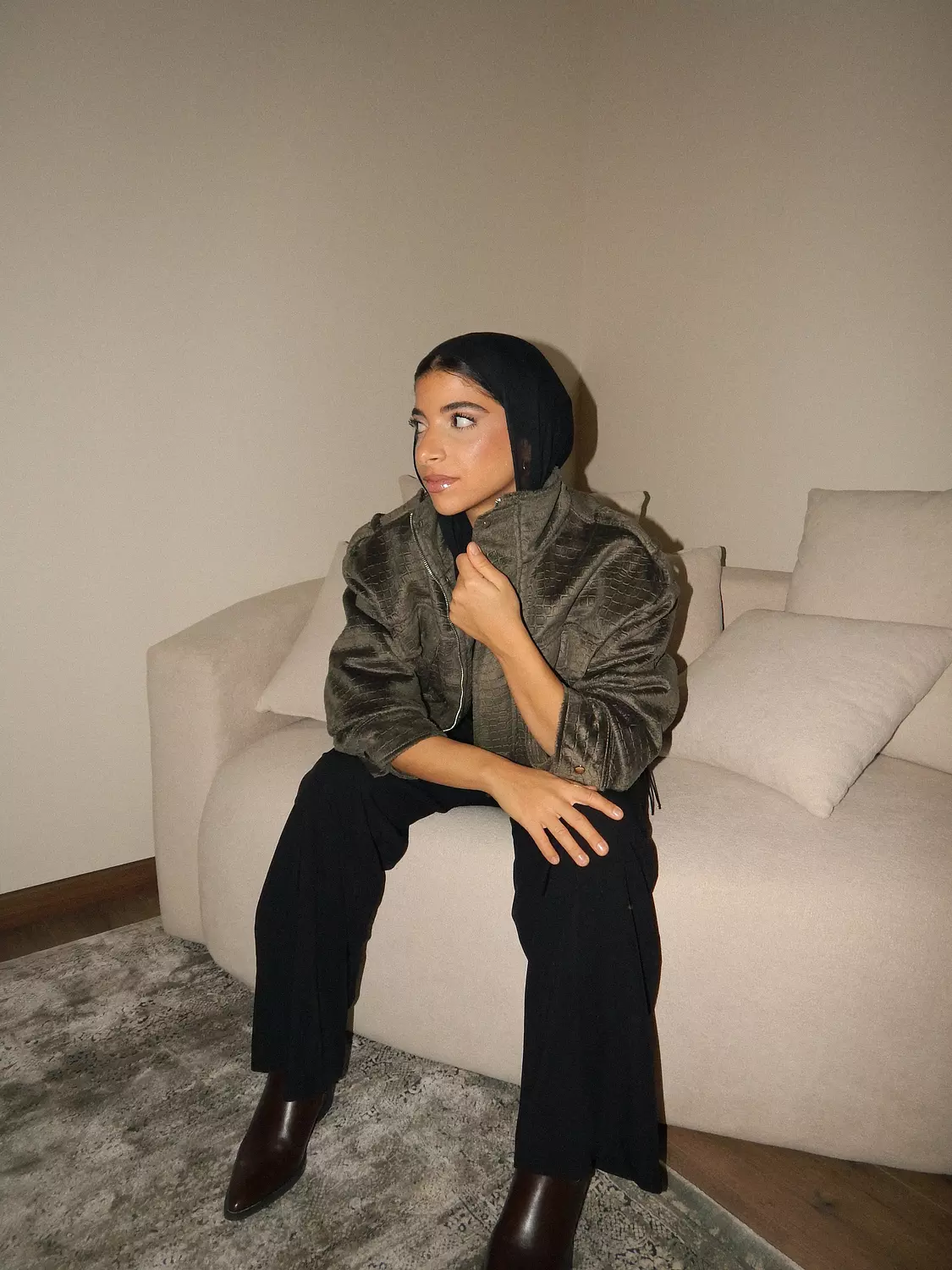 Olive Croco Suede Jacket 6