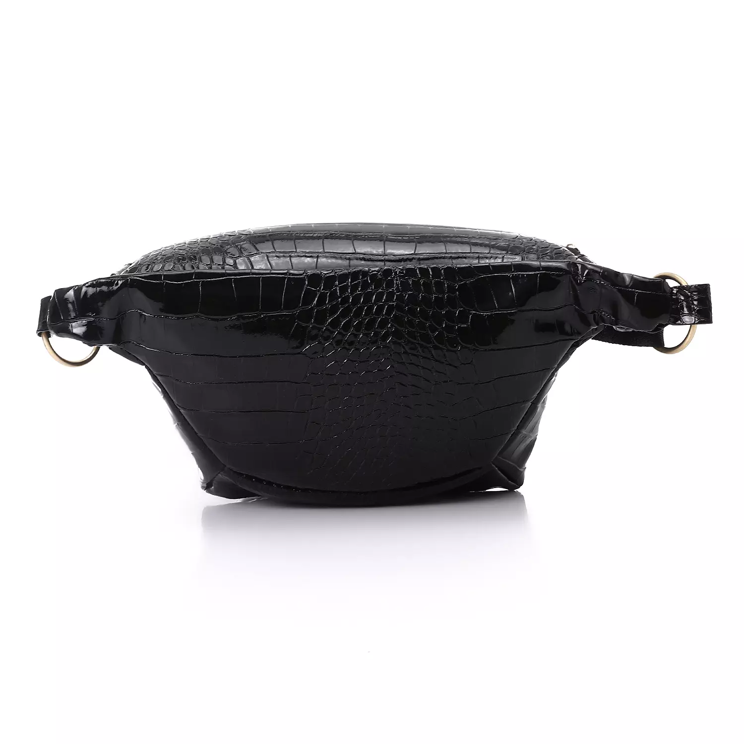 Shiny Snake Leather Super Ring Waist Bag-Black 2