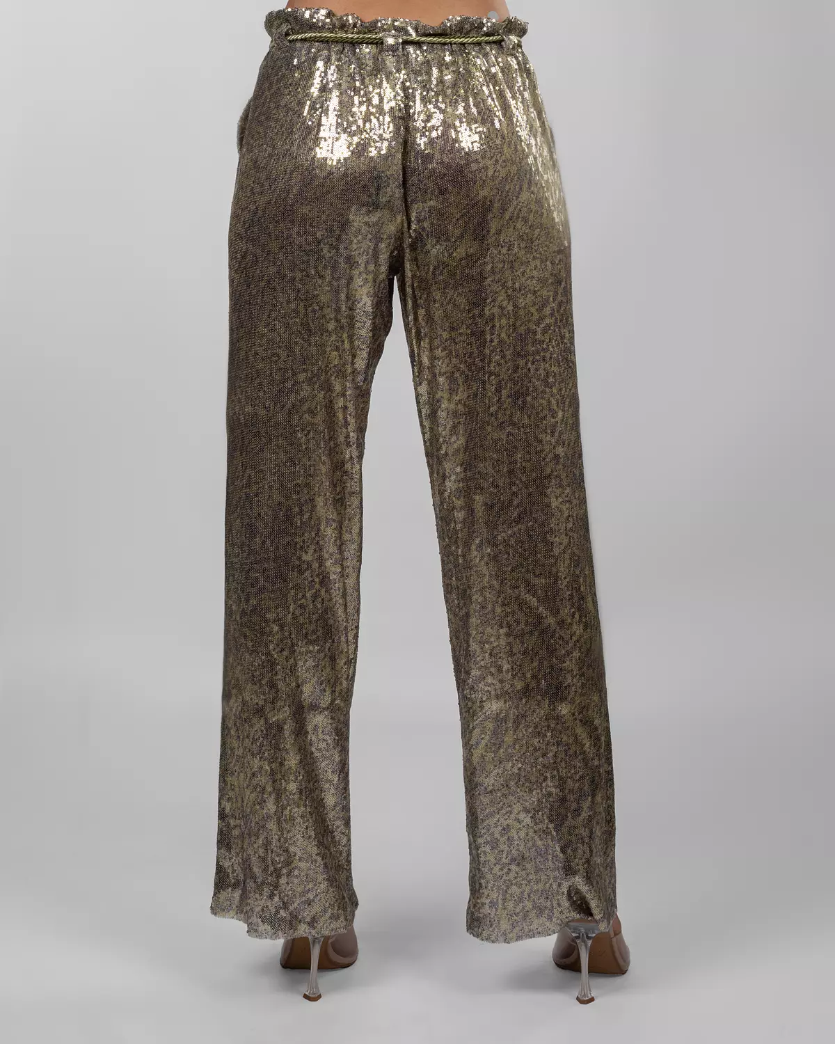 Gold Crushed Wide-Leg Pants 2