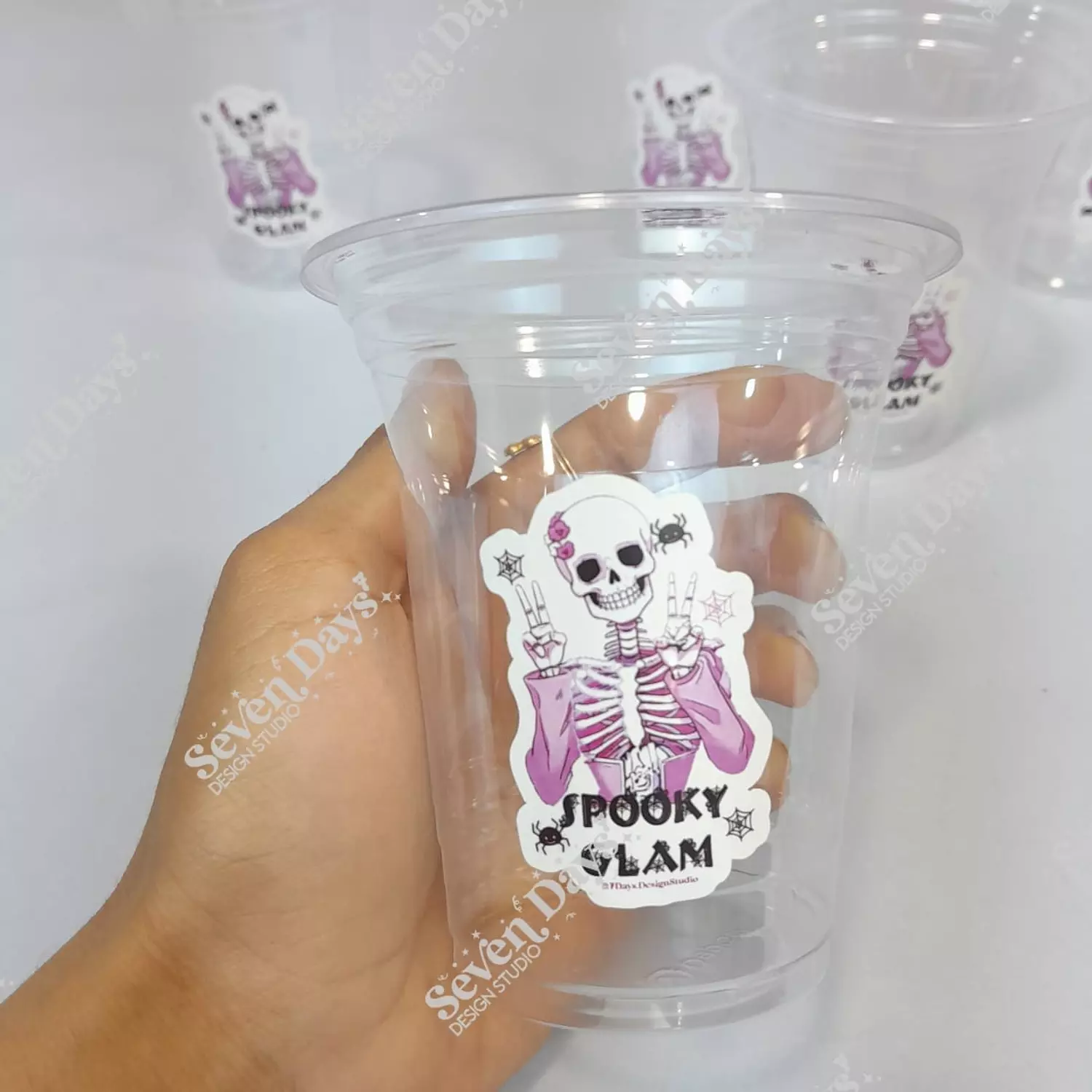 10 Pink Halloween Plastic Cups 1