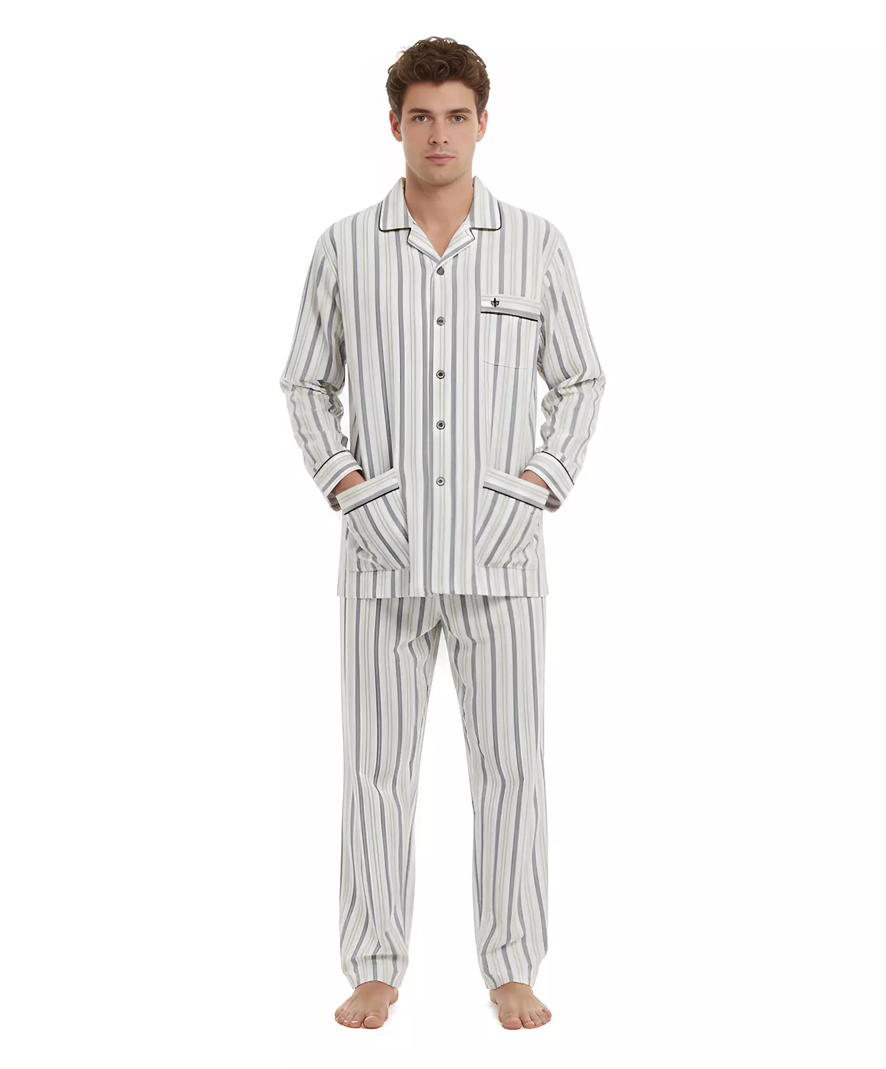 Shorto Classic Multicolor Kastoor Pajama-26-1-2335-Grey*Yellow image