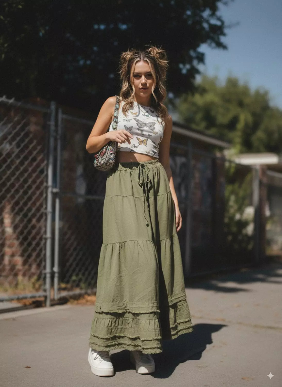Drawstring Waist Casual Skirt image