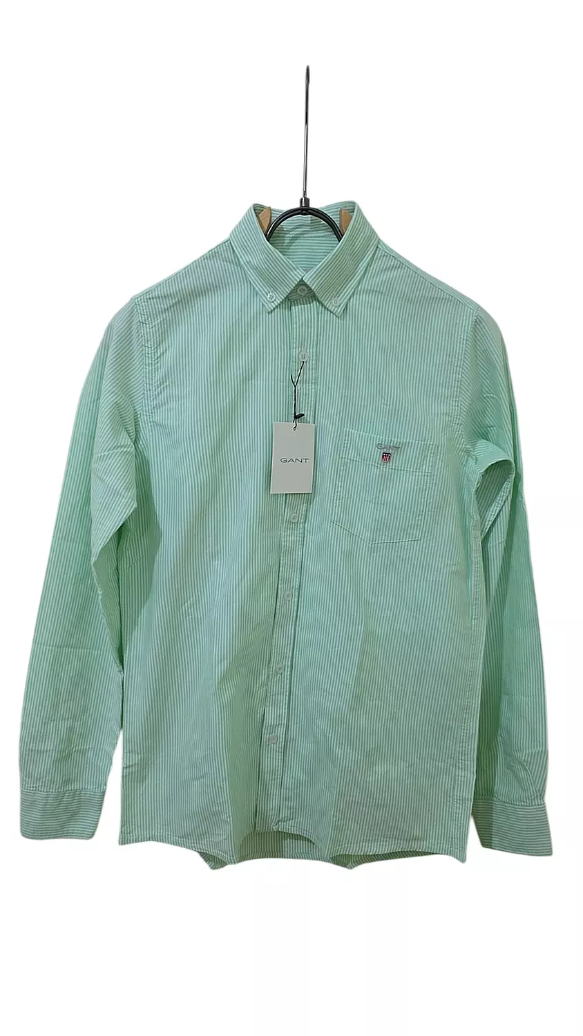 REG OXFORD BANKER STRIPE SHIRT-BRIGHT GREEN 3