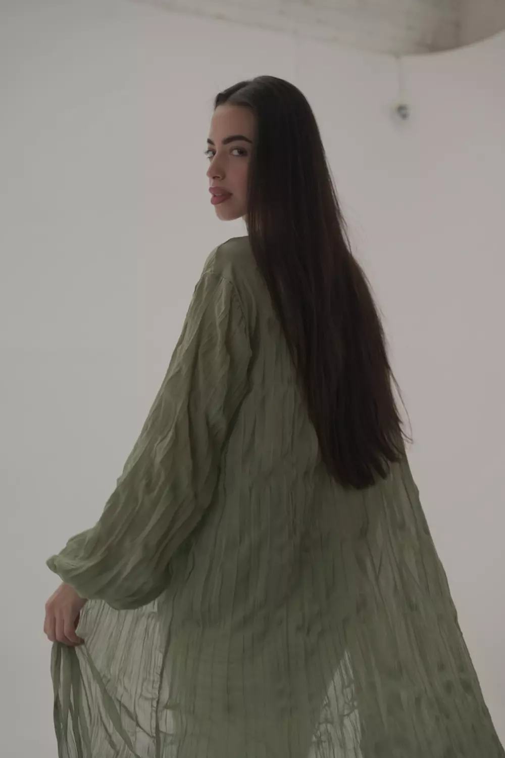  crushed chiffon kimono in sage 3