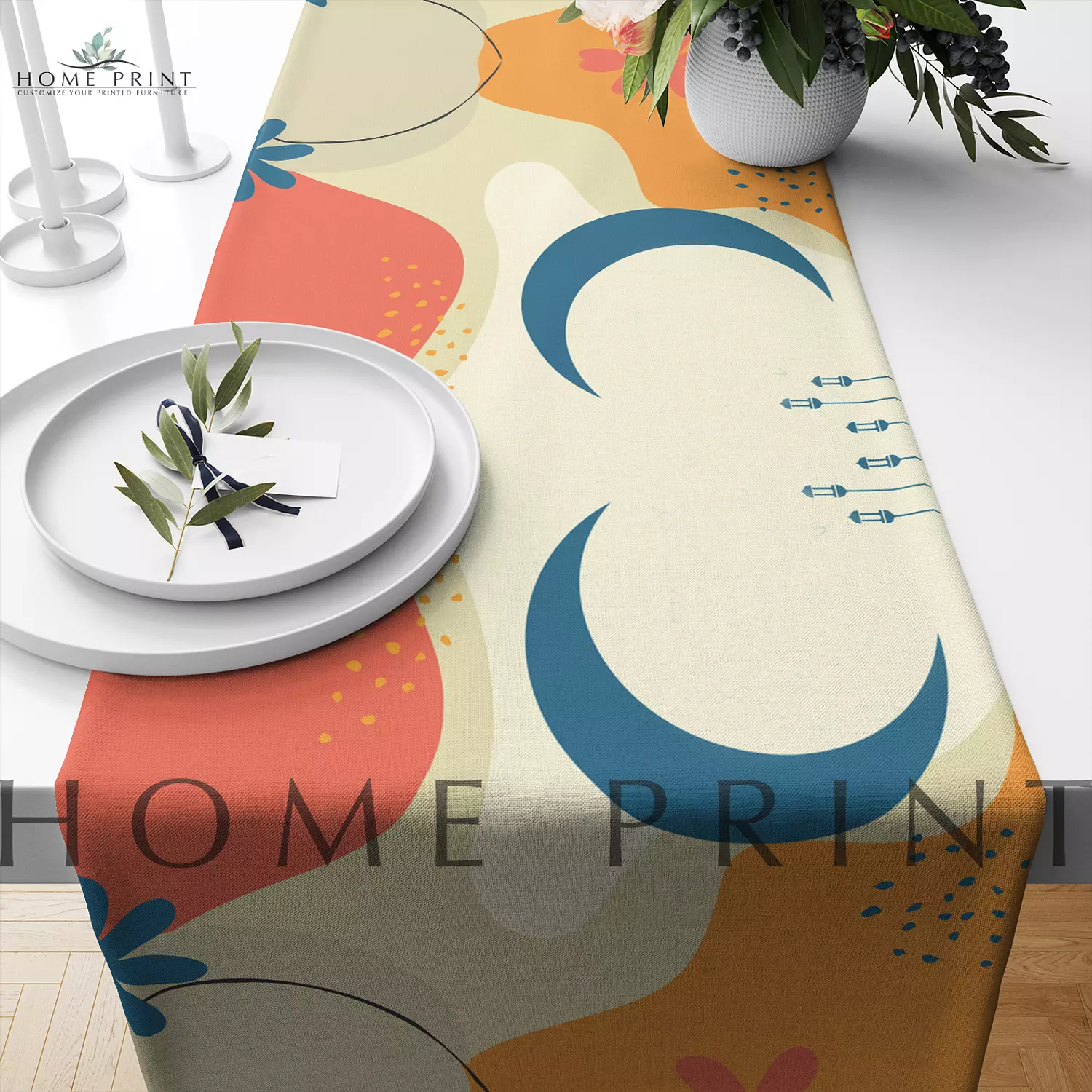 Ramadan Runner - Crescent and Lanterns - Islamic Design - Multi Color image