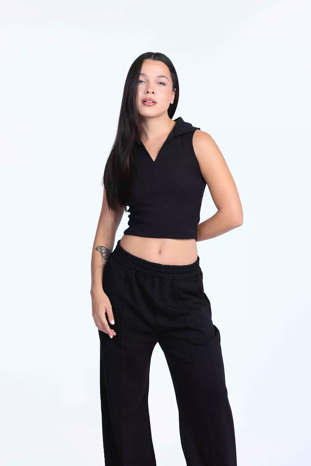 Black Cut polo basic Top   1