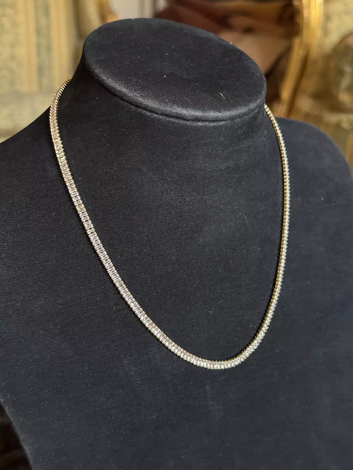 Baguette Gold Tennis Necklace ( Stock ) 1