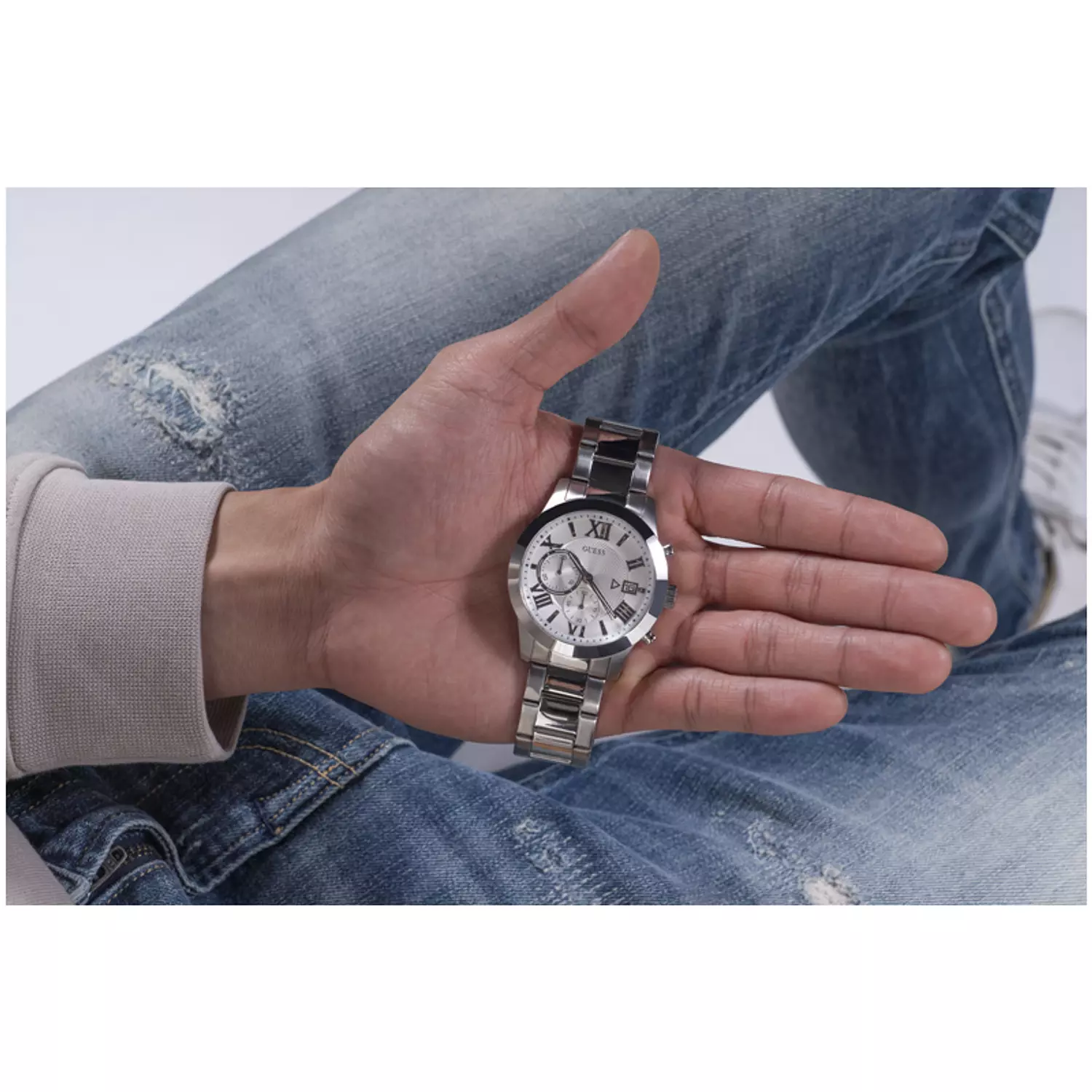 GUESS W0668G7 Men's  Watch Silver Tone Stainless Steel Bracelet 7