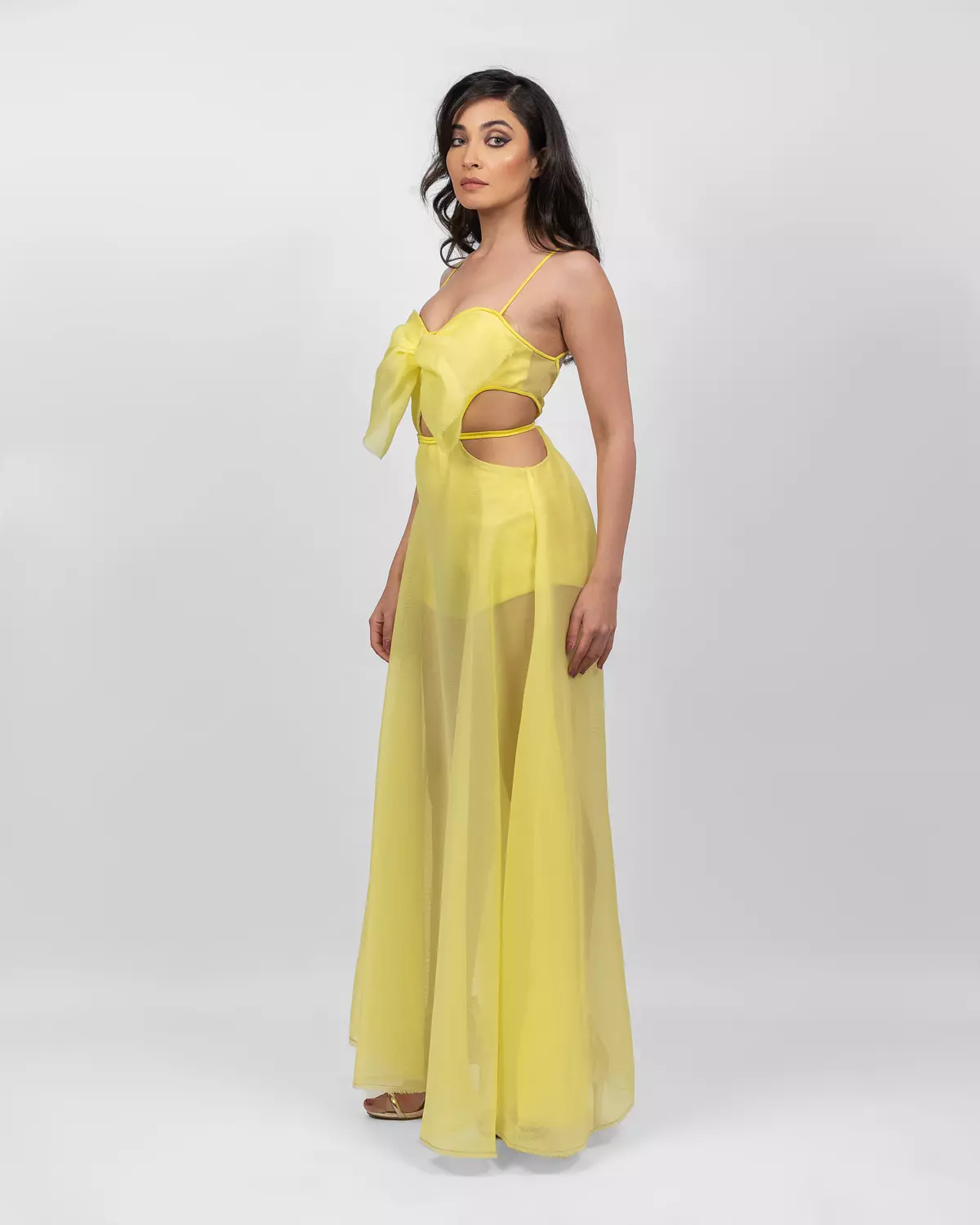 Exquisite Yellow Cutout Dress 2