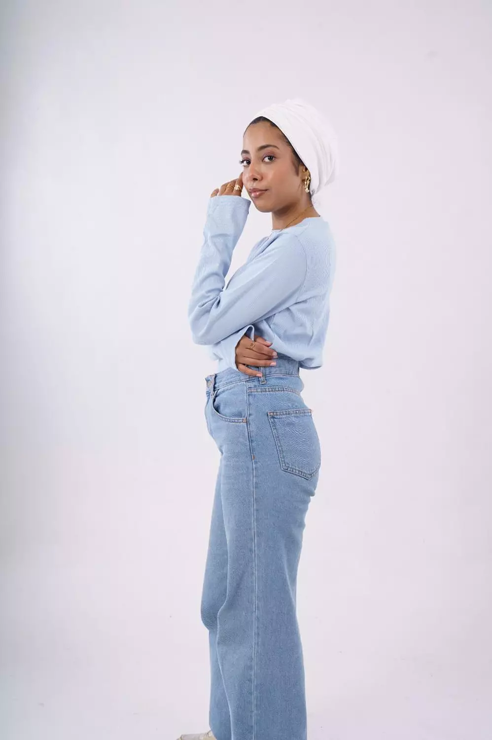 Ribbed long sleeves top in baby blue 2
