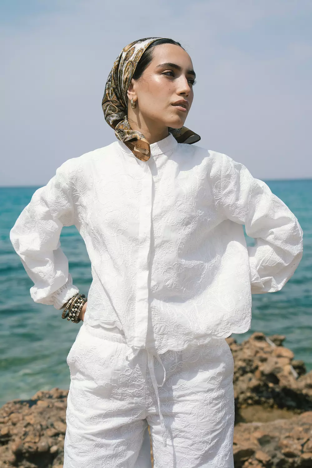 White Jacquard Blouse image