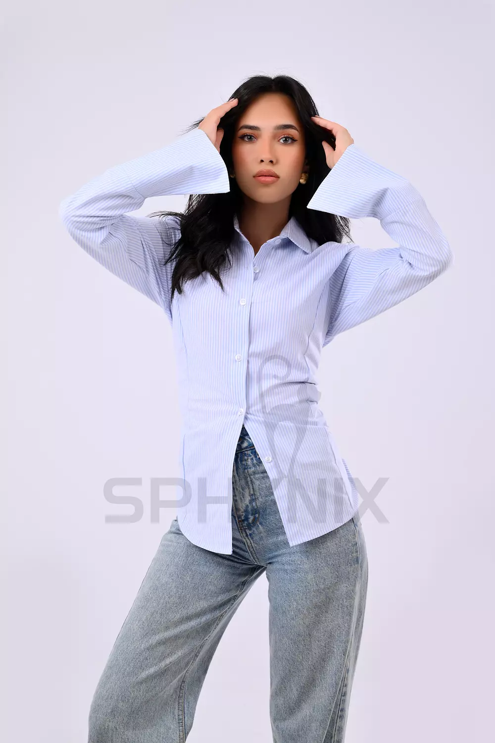 Casual Striped Slim Shirt with Ribbons 7