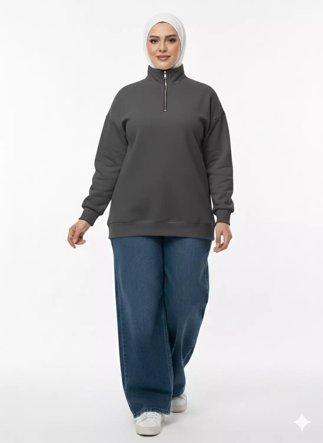 Unisex Sweatshirt, Plus Size Fashion, Quarter-Zip Fleece, Minimalist Style. 6