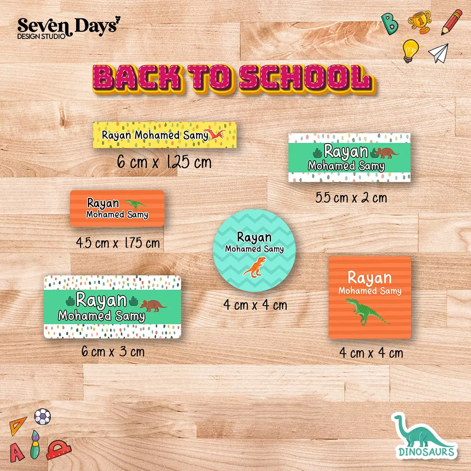 Dinosaurs School Labels