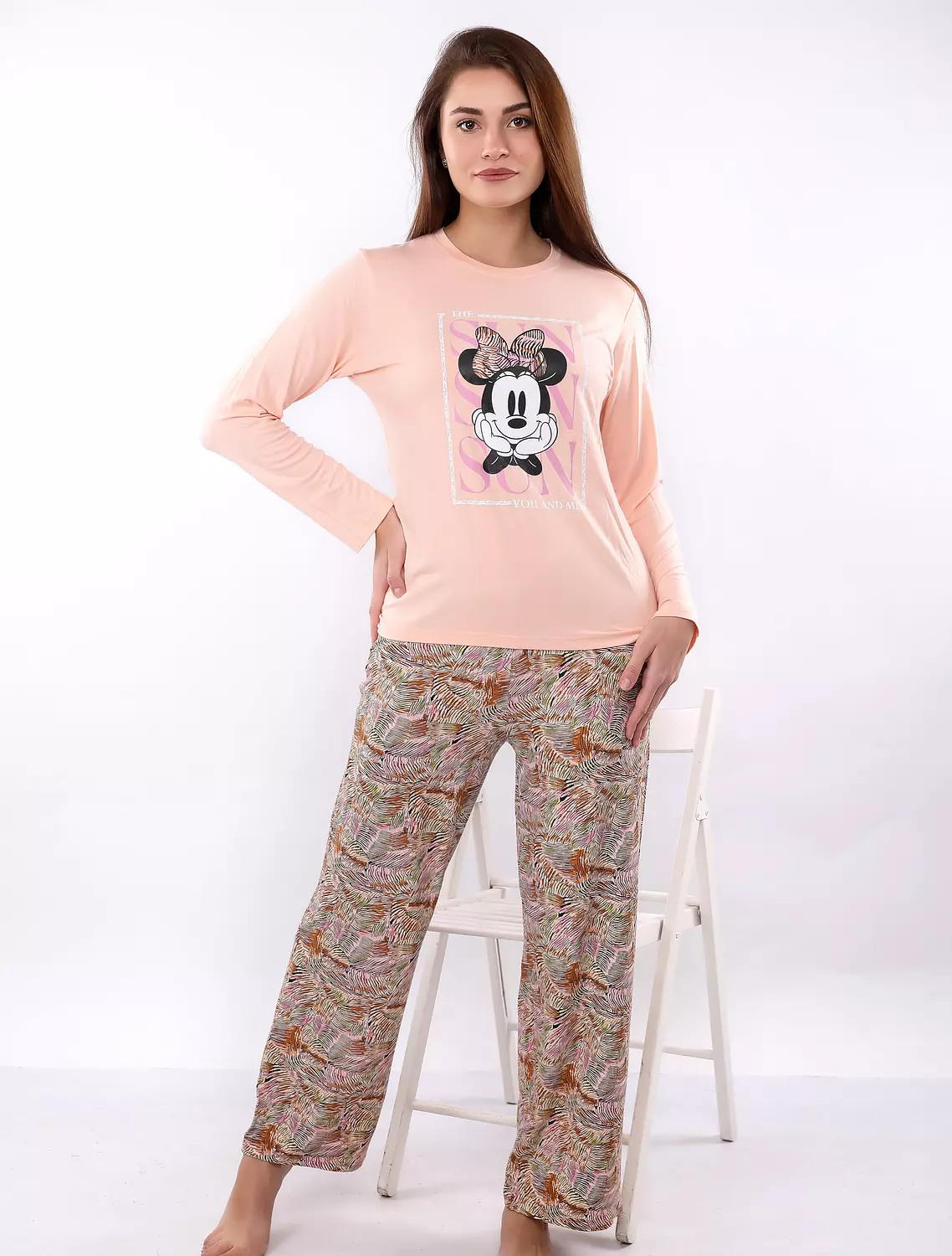 V124 Minni Mouse Printed Long Sleeves Pajama Set  image