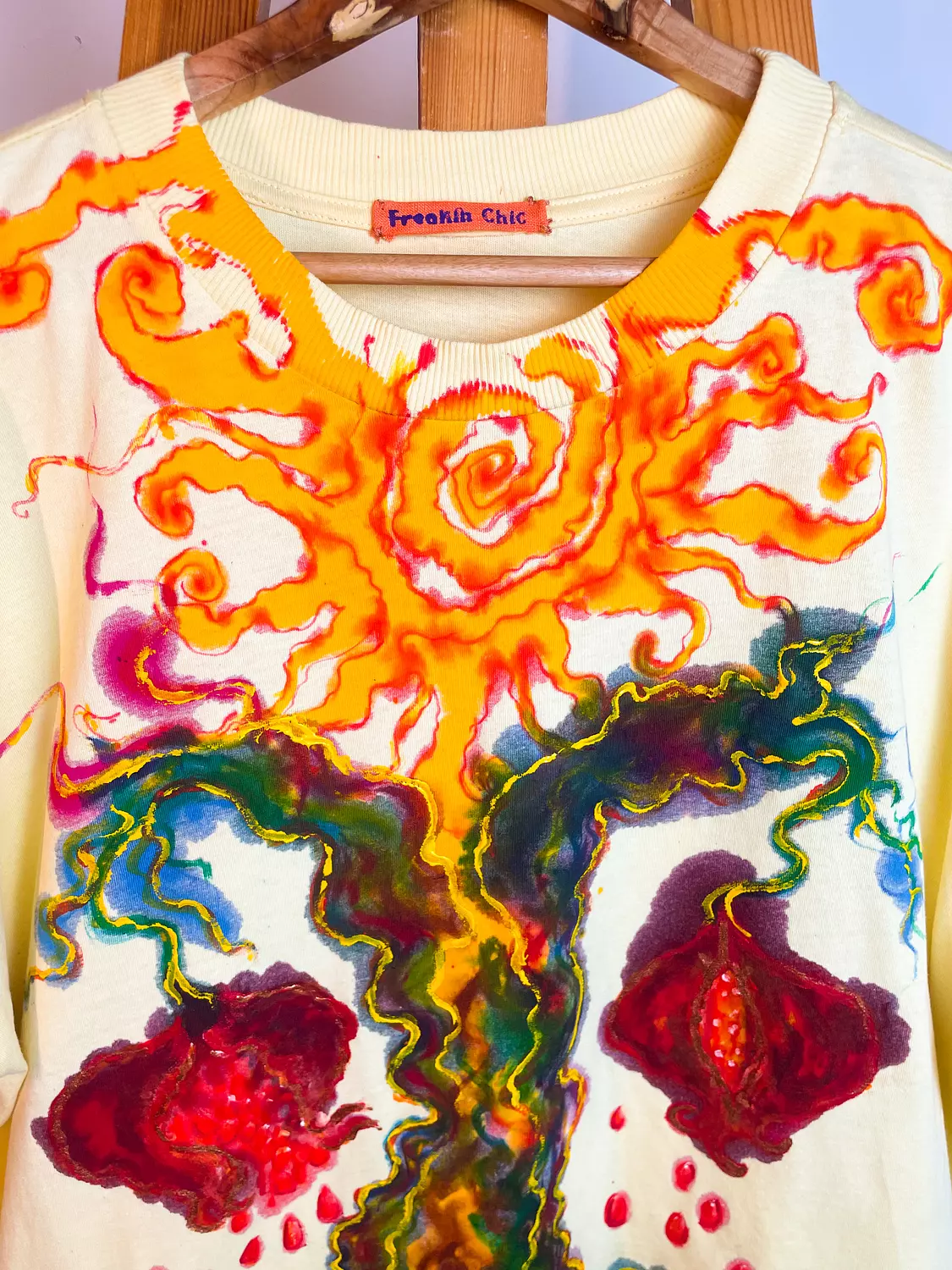 “Belonging “Hand-Painted yellow Cotton T-Shirt. 2