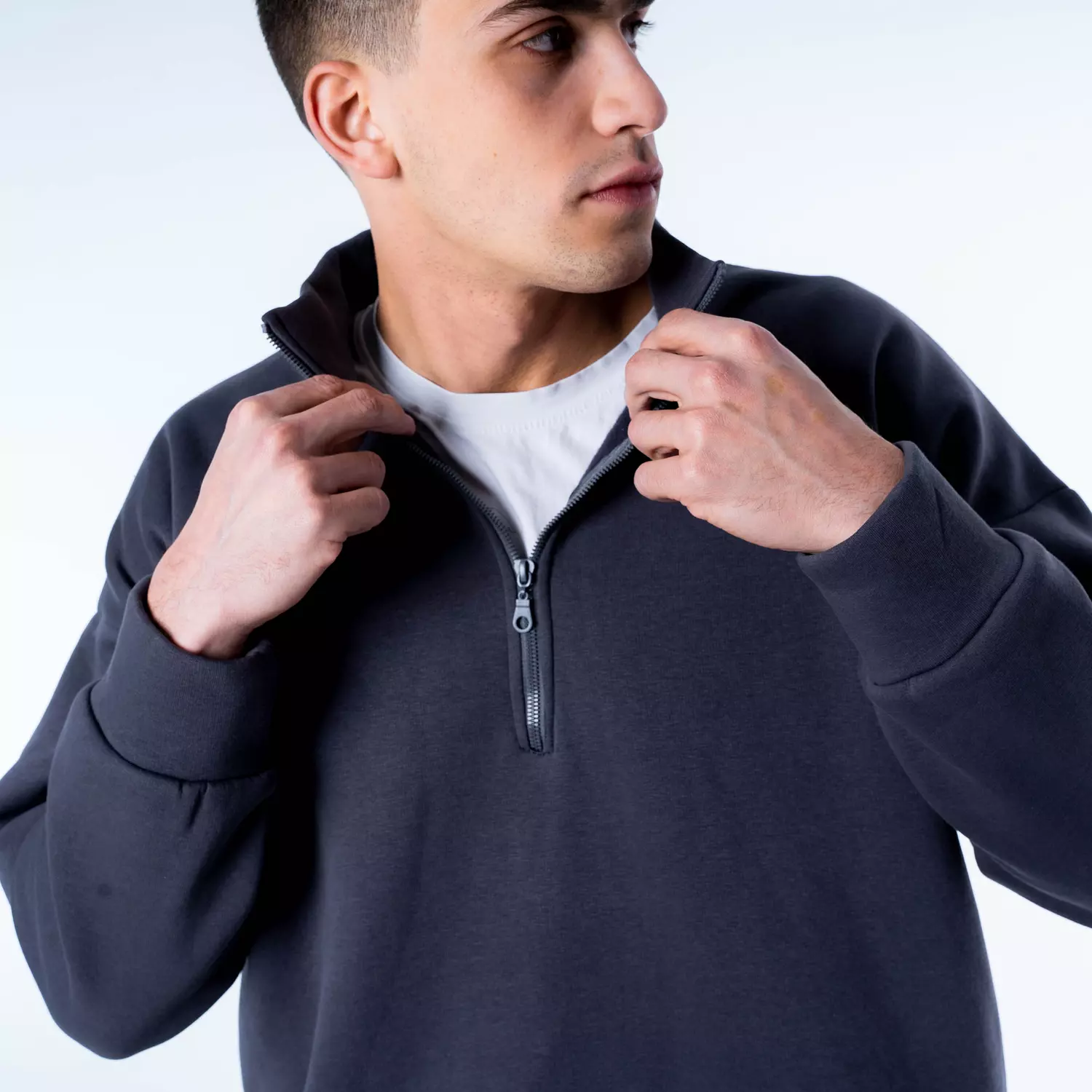 Unisex Quarter Zip Sweatshirt In Grey  2