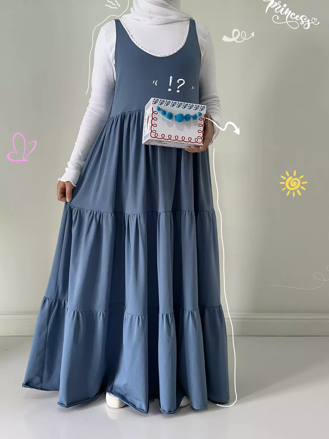 (Cotton ruffles dress blue (T image