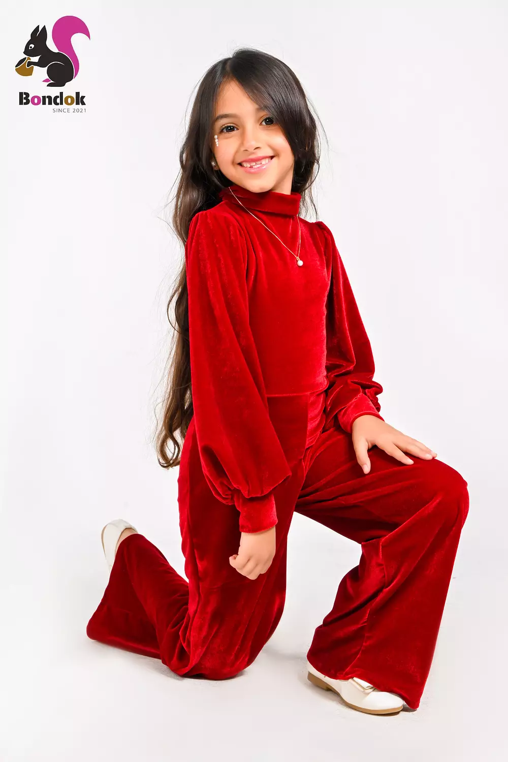 Girls Velvet Jumpsuit, Long Sleeve Wide Leg 13