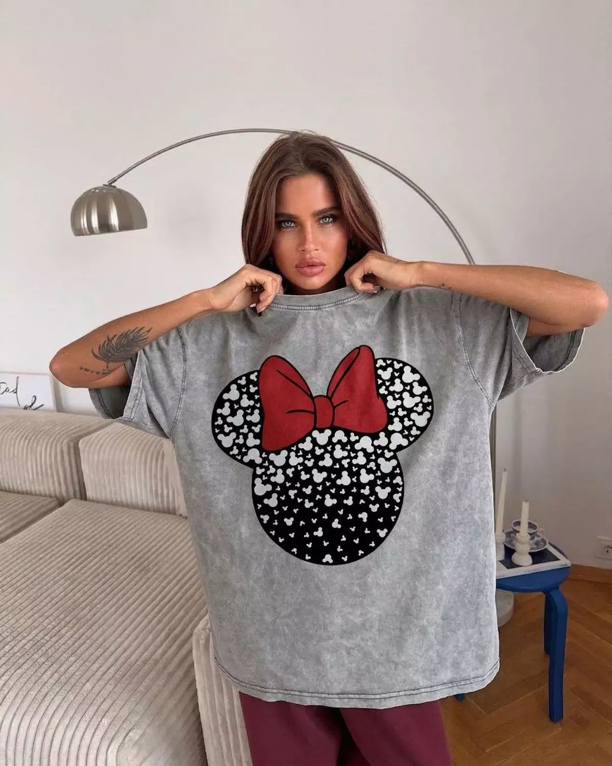 Grey washed Minnie tshirt 2