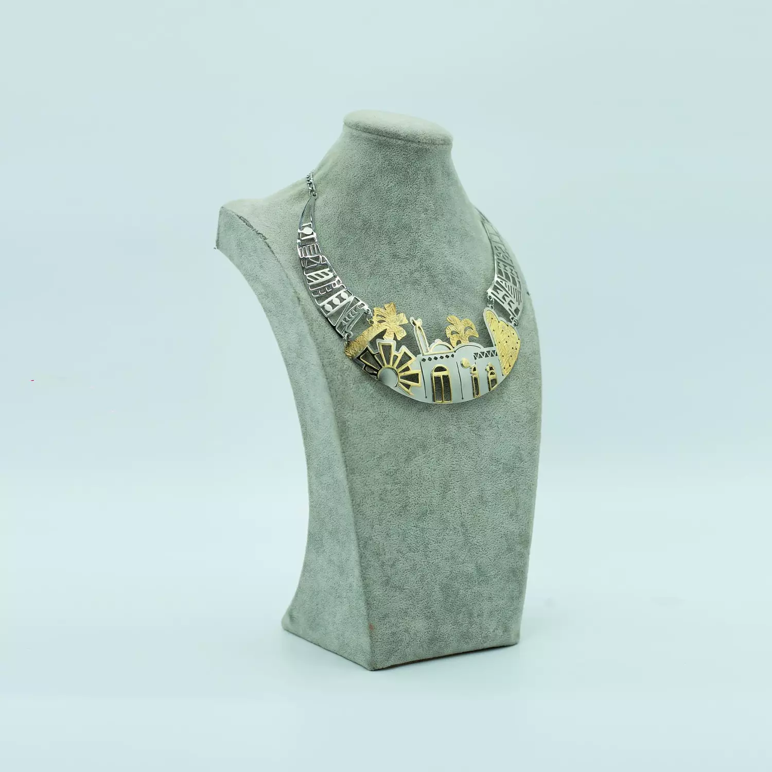 Two-layer copper necklace, gold and silver plated, 50 cm - folk art 2