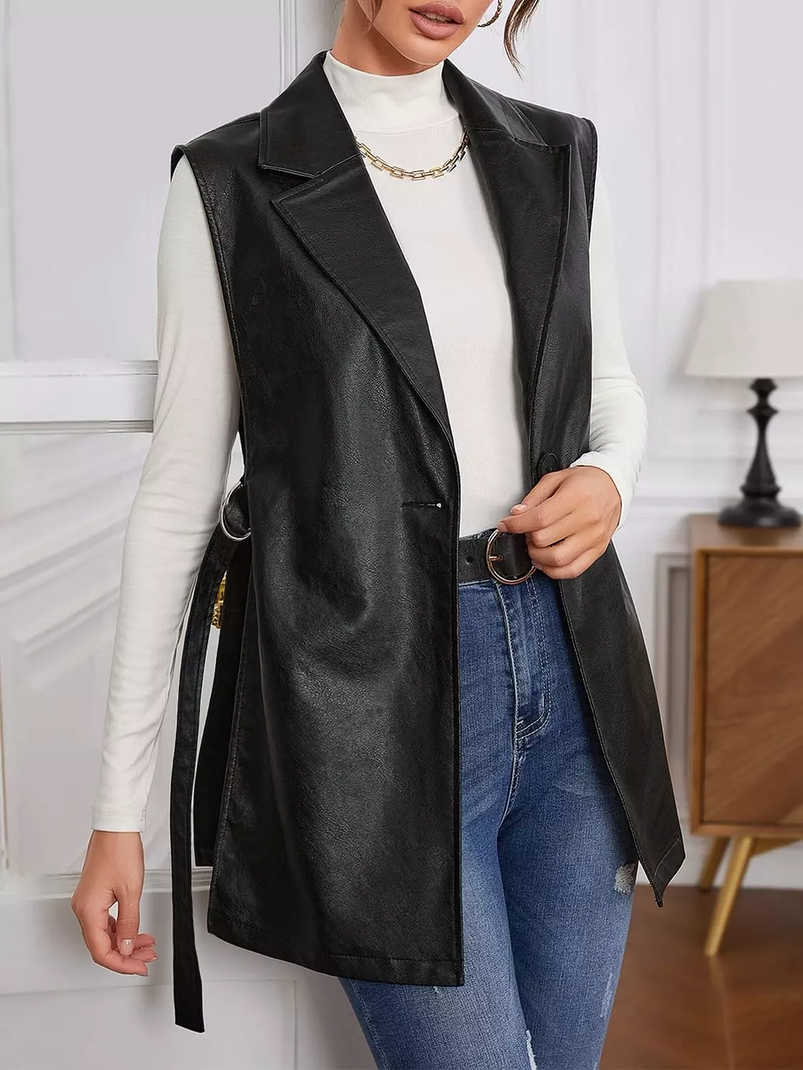 Turkish leather jacket with belt 1