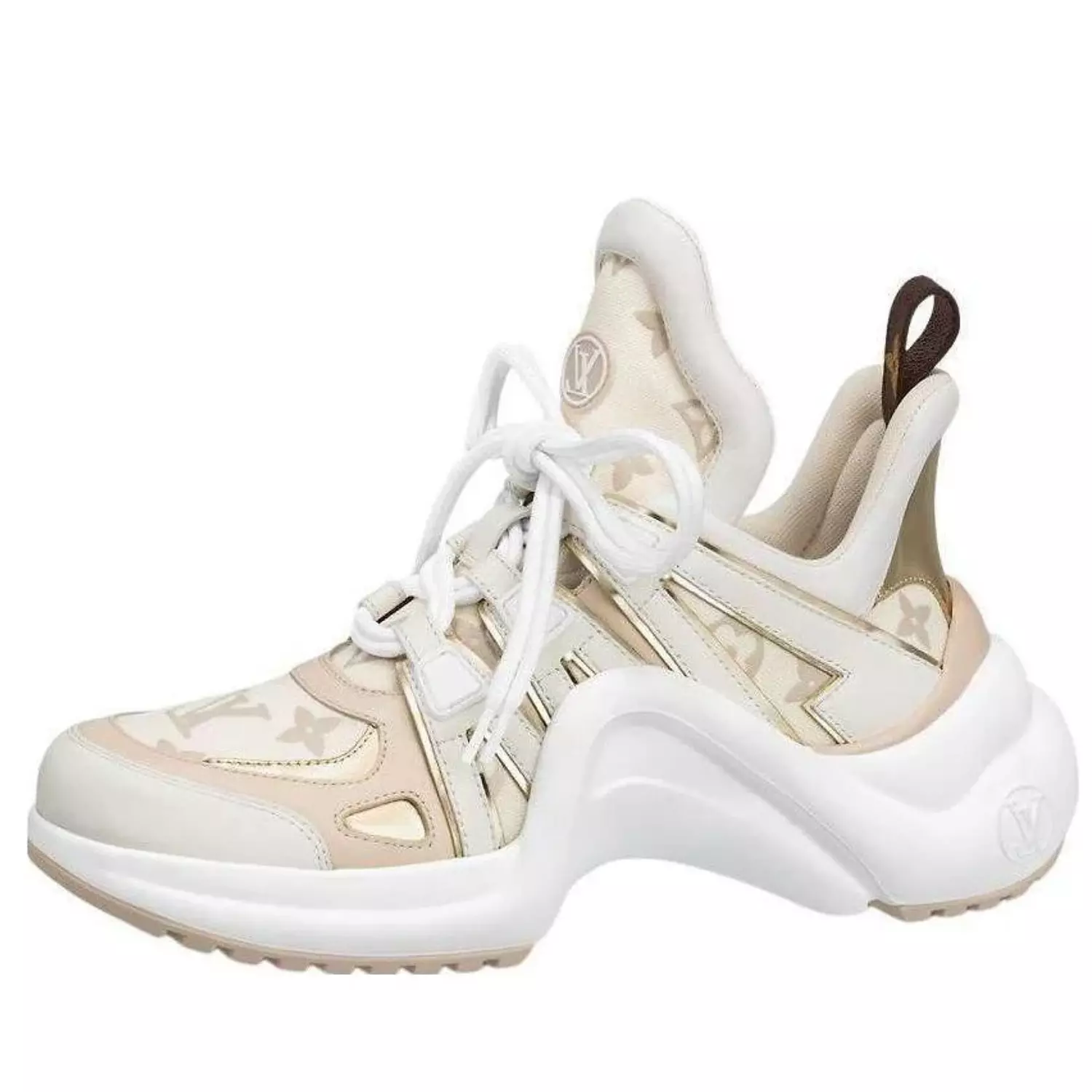 LOUIS VUITTON(WMNS) LOUIS VUITTON LV Archlight Sneakers 'Beige Monogram Gold' hover image