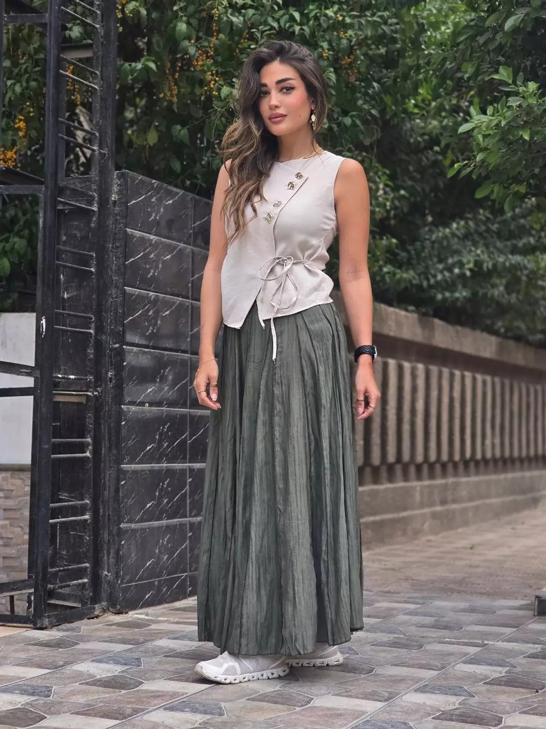 Beige Vest with gold buttons hover image