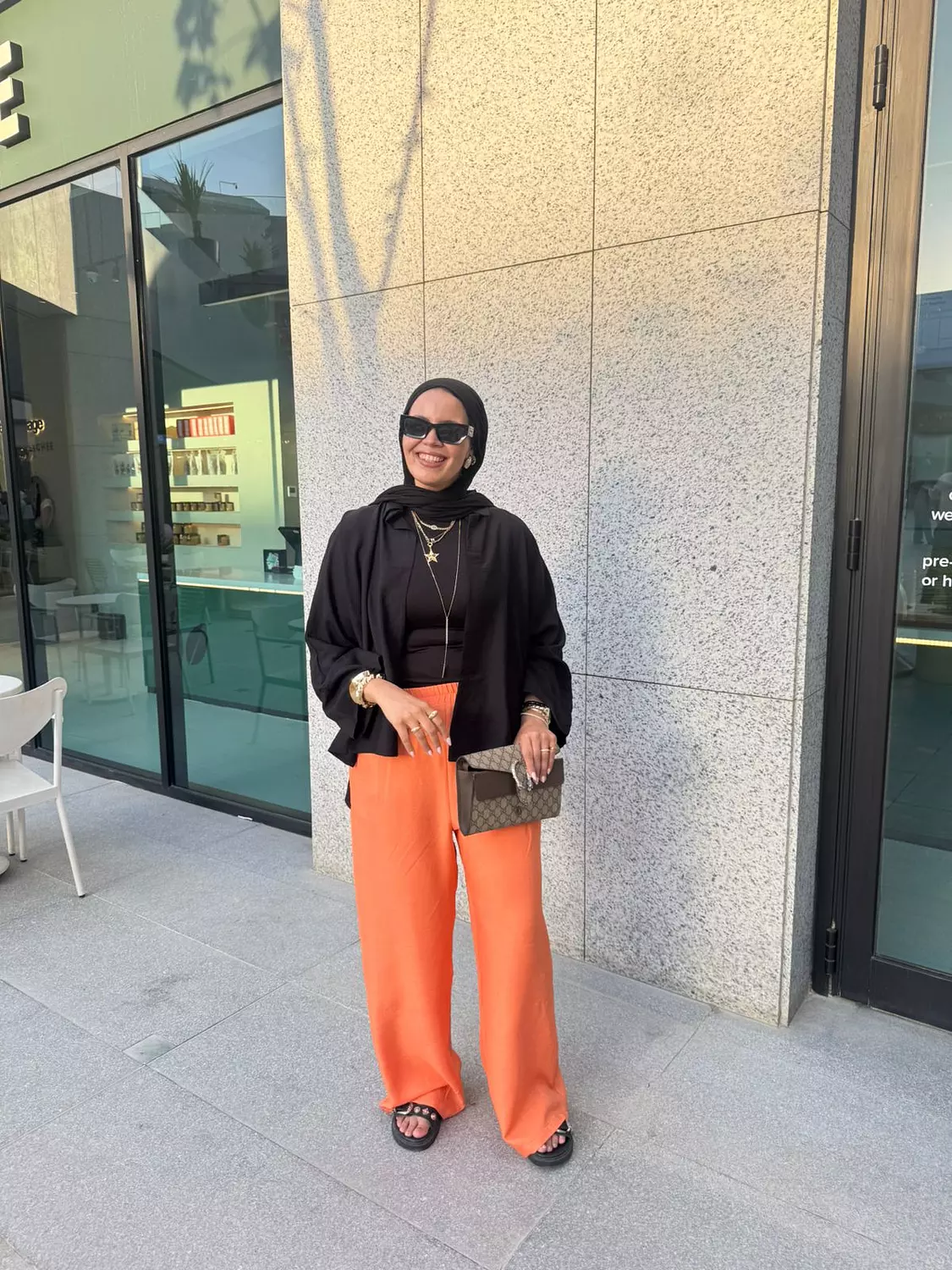 orange linen pants image