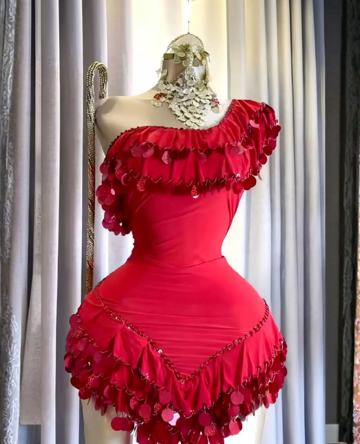 One-Shoulder Ruffle Mini Dress 7