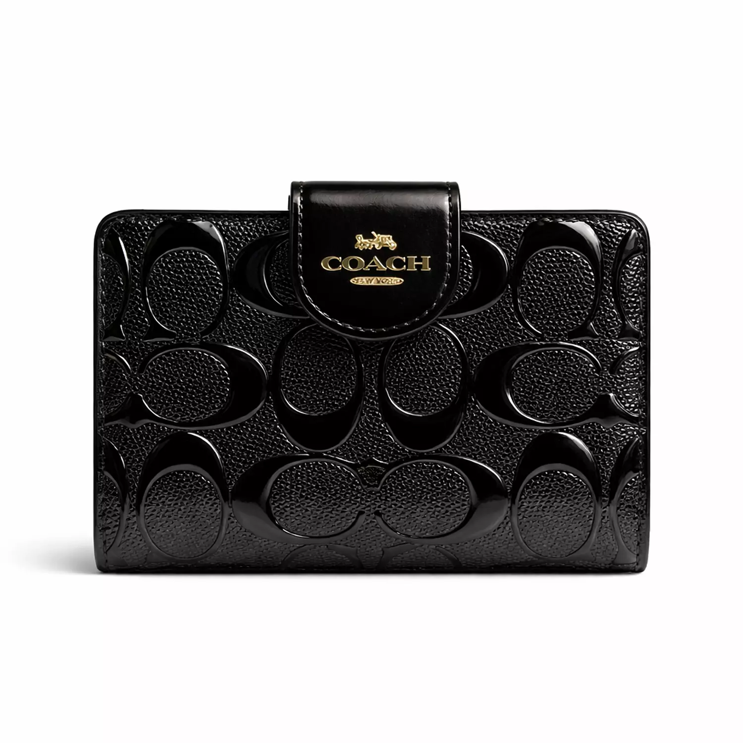Medium Corner Zip Wallet In Signature glossy black image