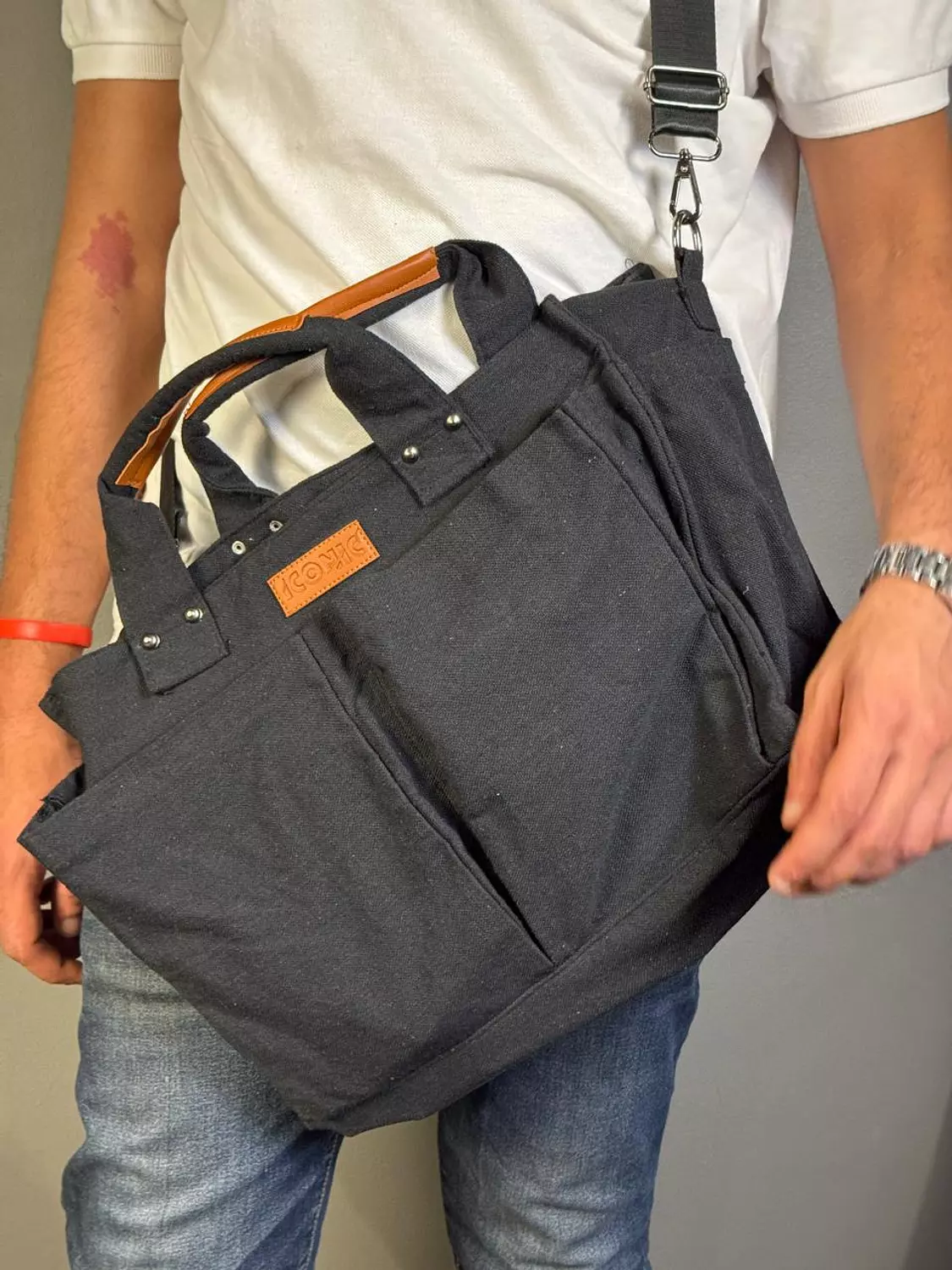 BLACK CANVAS TOTE BAG - Small  5