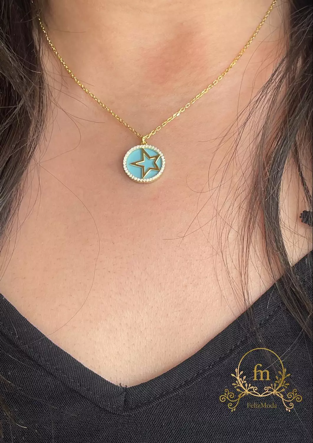 Star Silver necklace gold plated image
