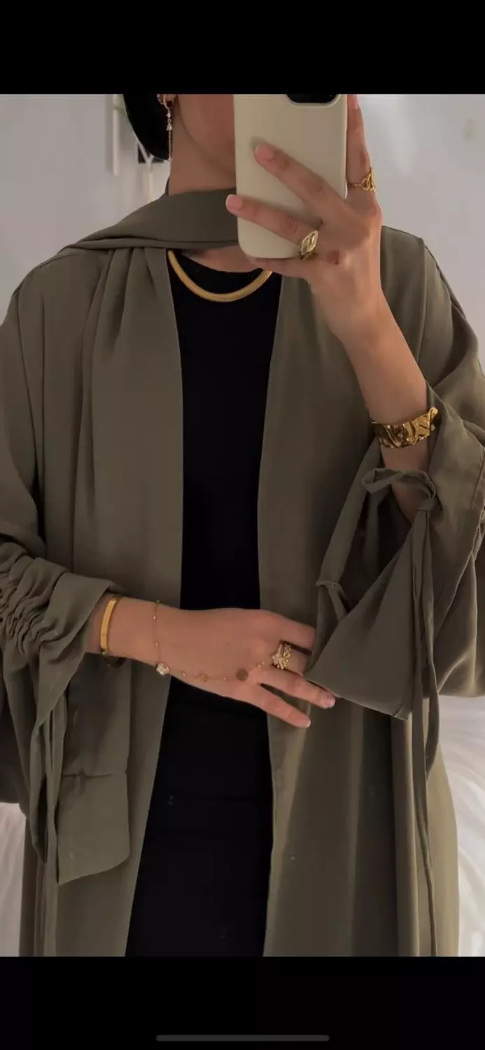 Scarfed Kaftan in olive 3