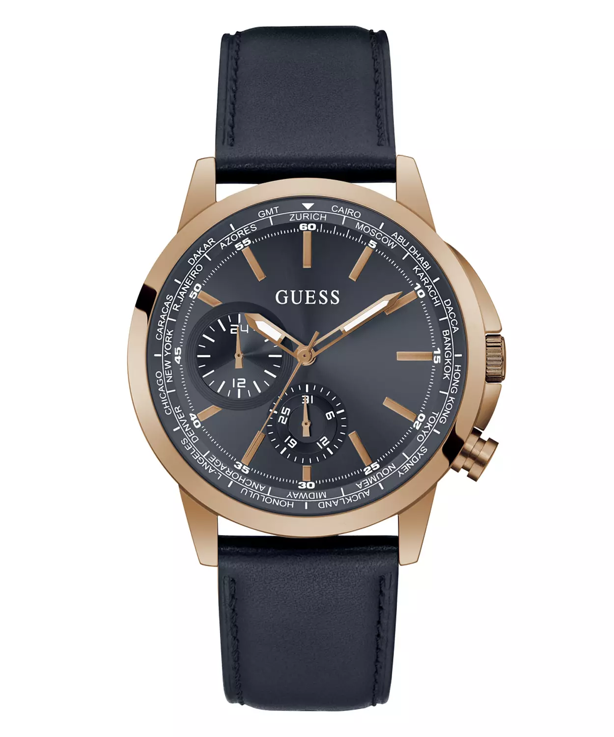 GUESS GW0540G2 ANALOG WATCH  For Men NavyGenuine Leather Smooth Strap  image