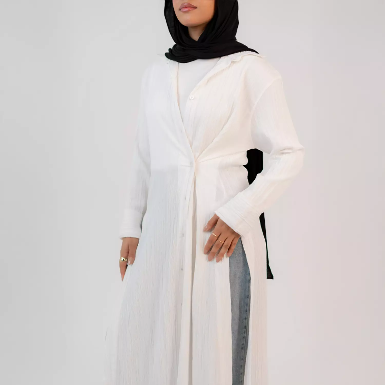 Shirt dress cotton - White  image