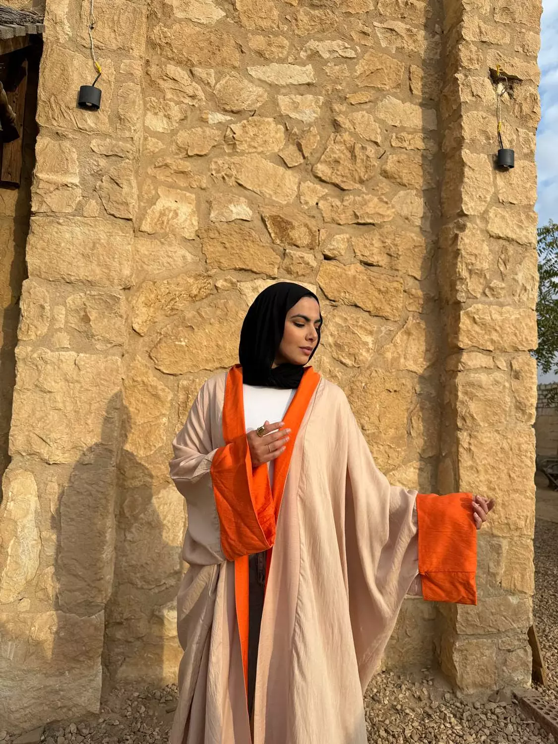 Orange mixed abaya 1