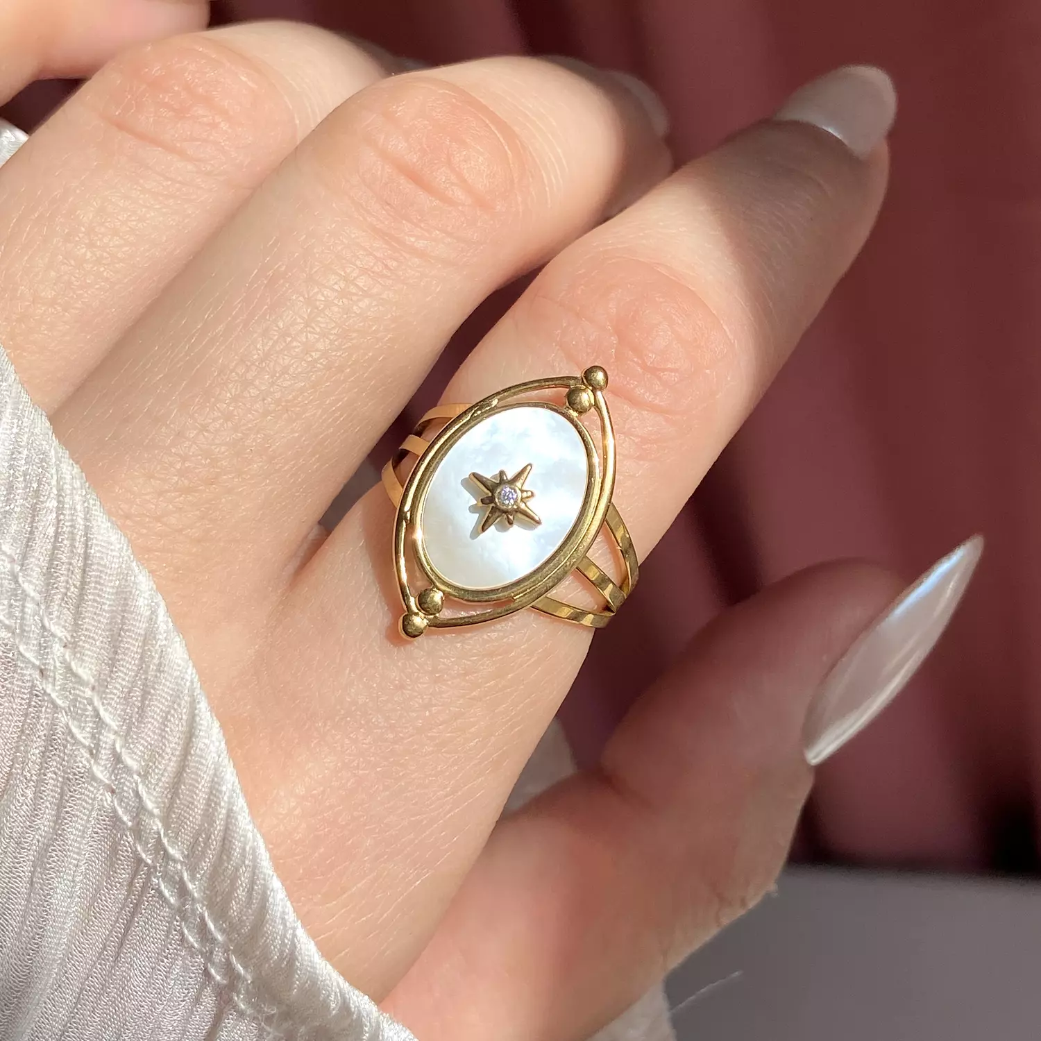 Mother of Pearl Marquise stainless steel Ring image