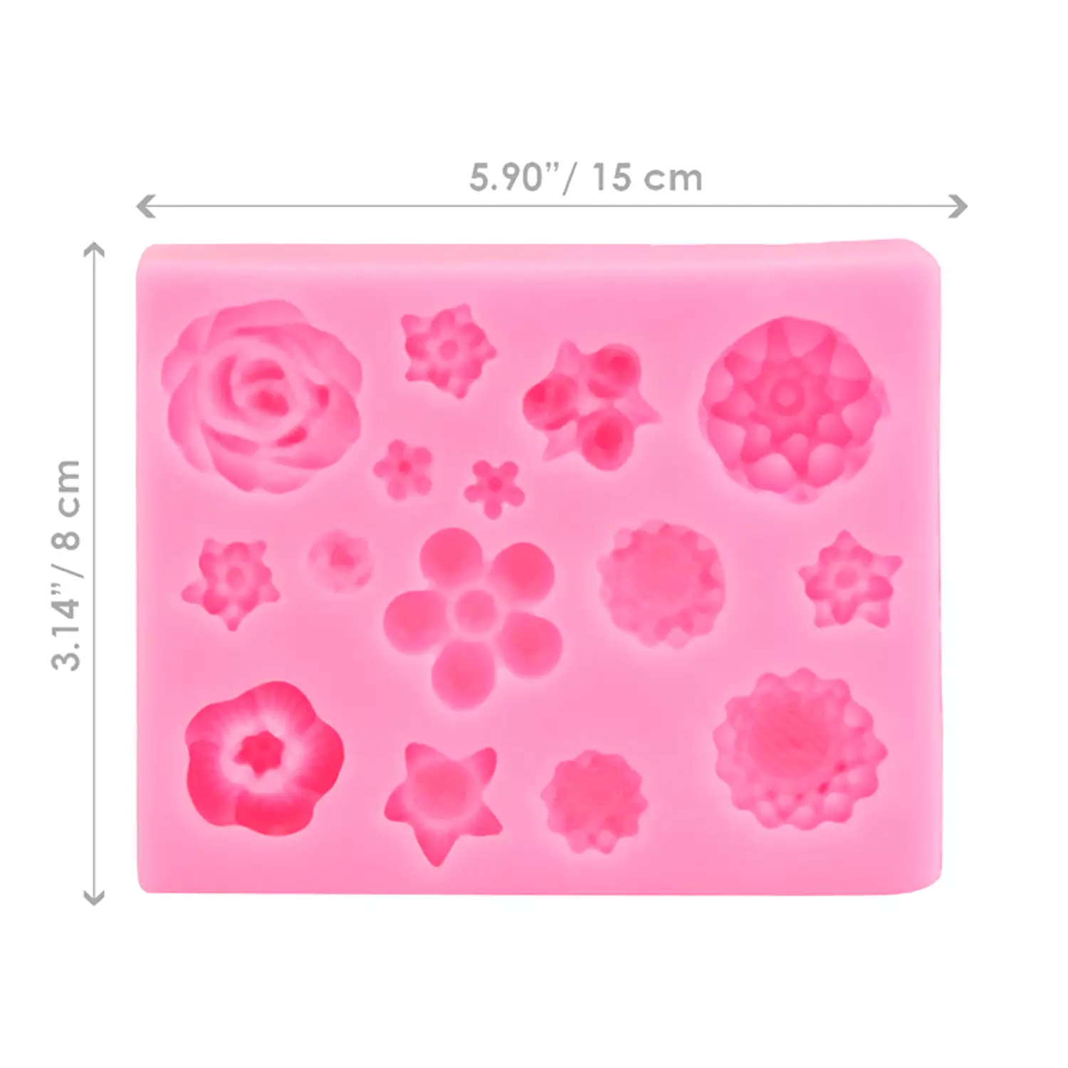 15 Flowers rectangle silicone mold 2
