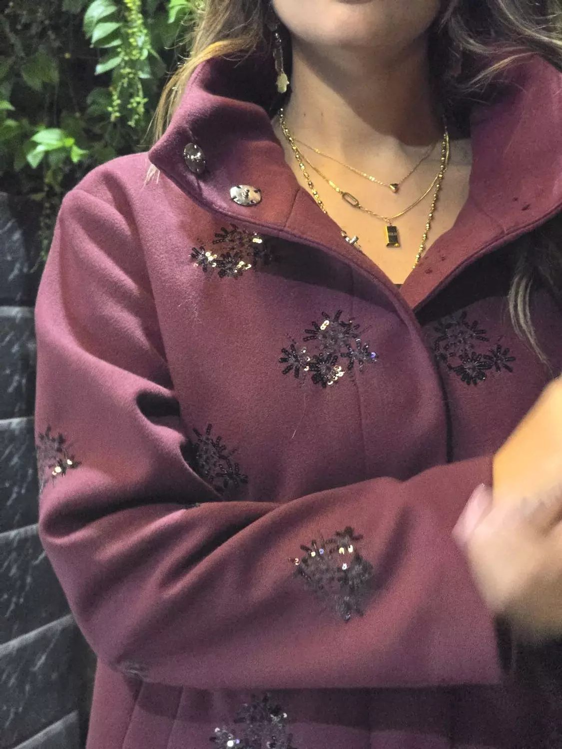 Classic Burgundy Jacket with Black Sequins 4