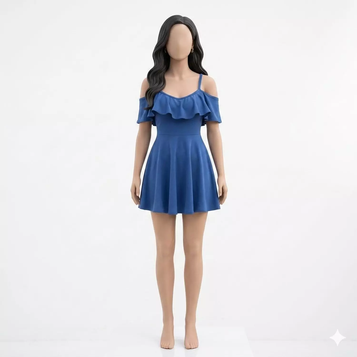 Ruffle Shoulder Mini Dress Mayo 1
