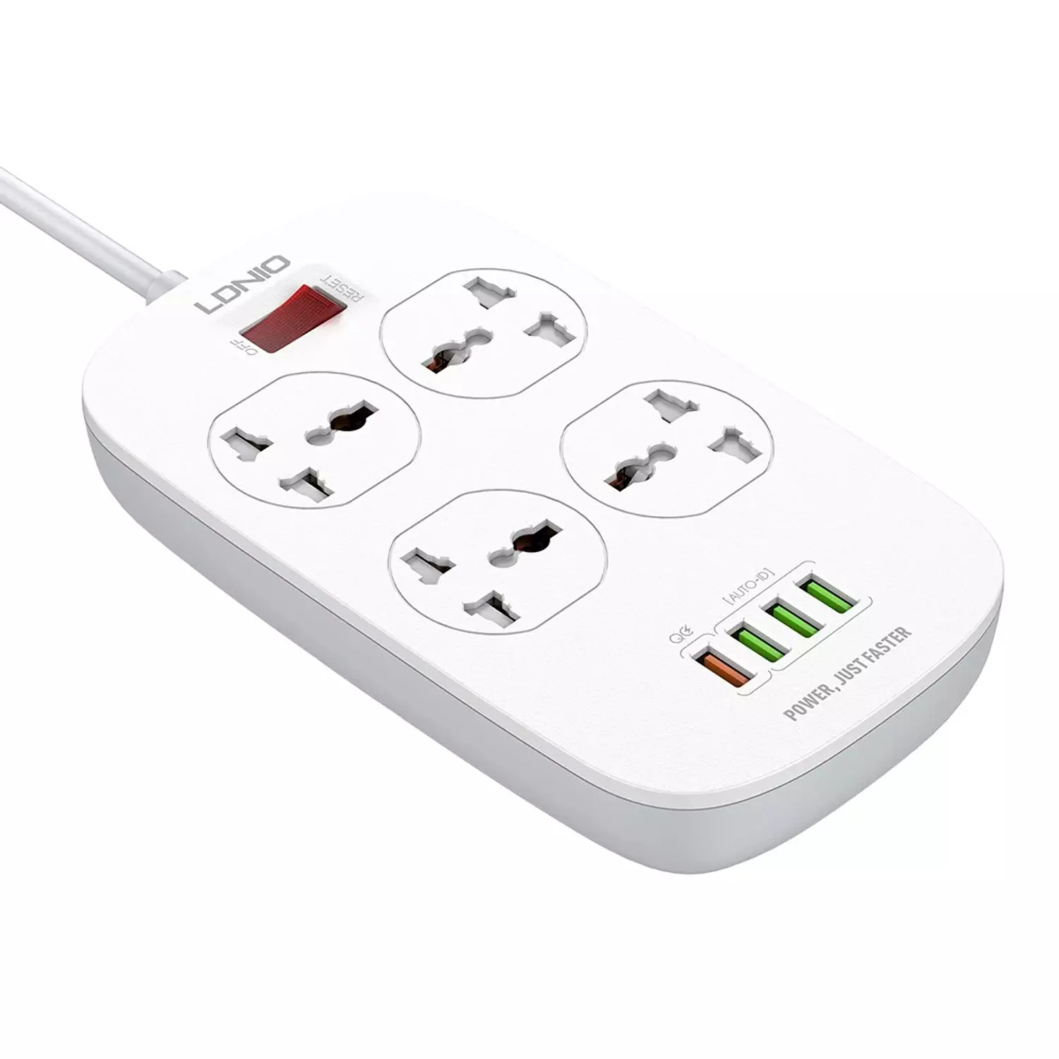 LDNIO SC4407 4-Socket Universal Power Strip with 4 USB Ports, 2500W, and Comprehensive Protection image