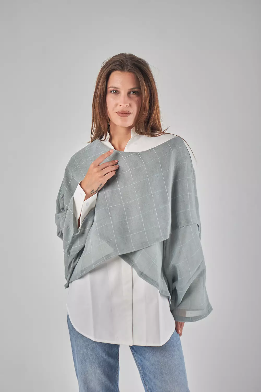 Mint Cropped Mesh Linen Top 3