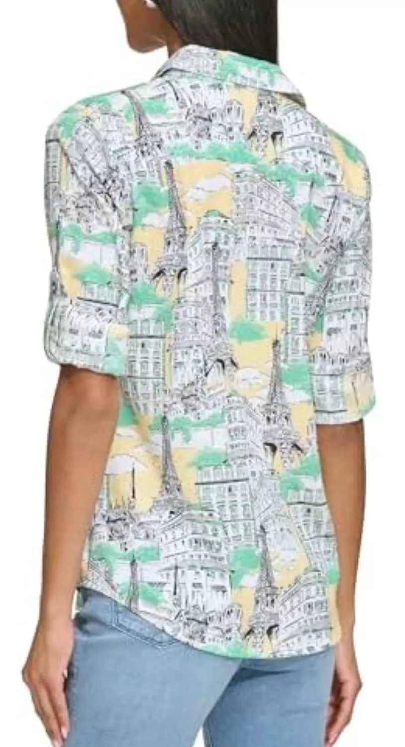 KARL Lagerfeld long-sleeve button-up blouse featuring a modern tailored fit. 2