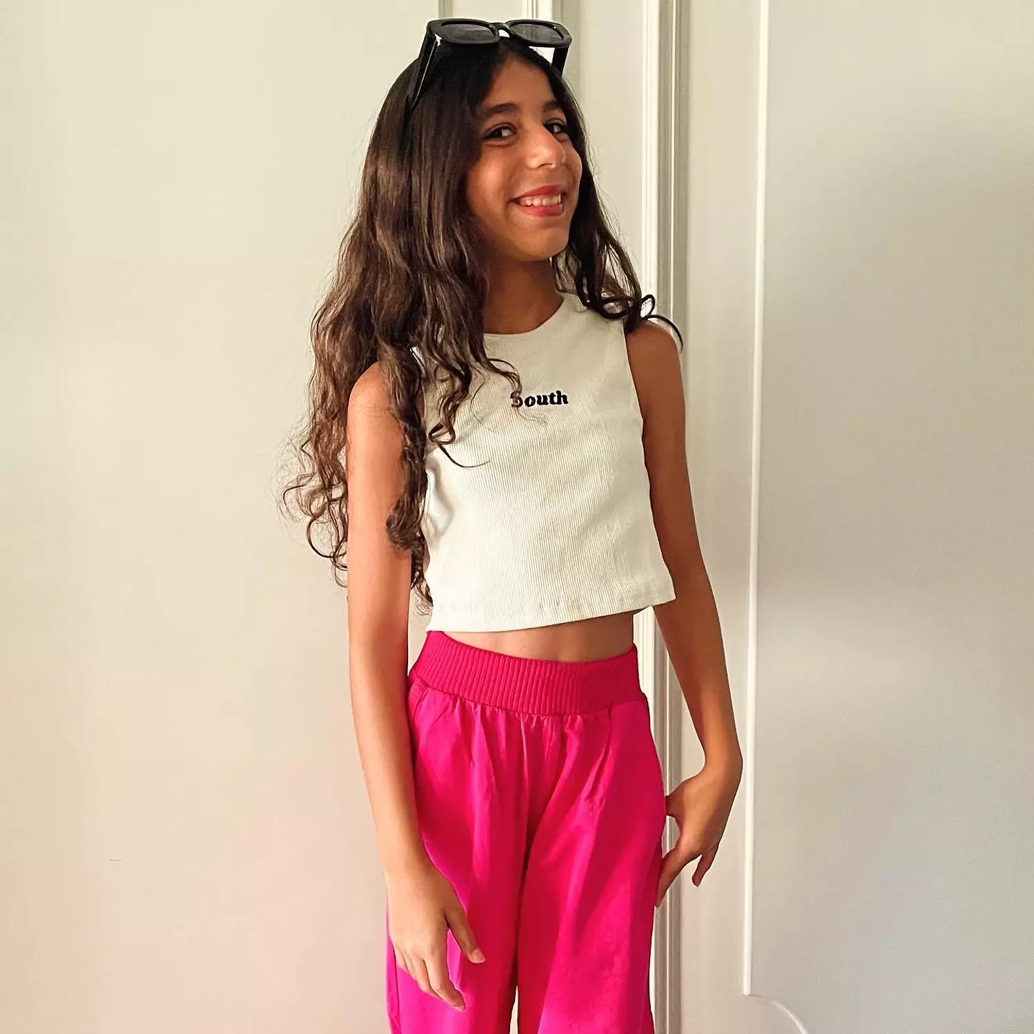 SOUTH MELON cropped White cotton Top hover image