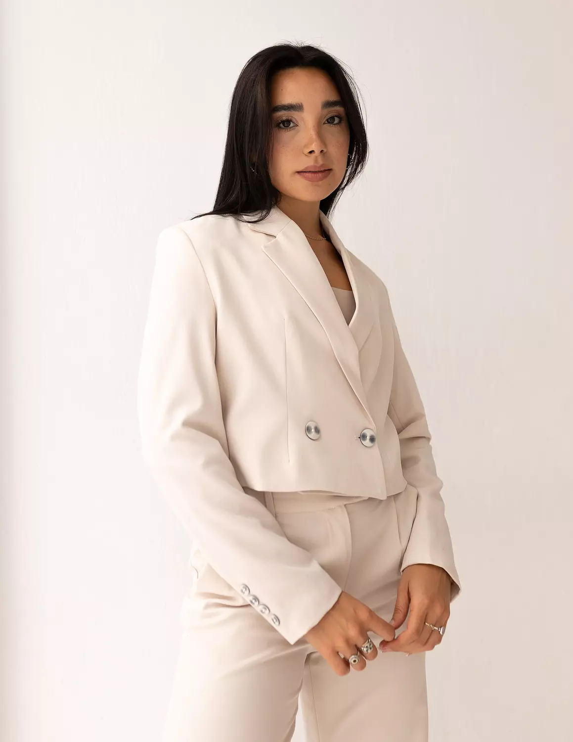 Soft Cream Cropped Blazer  image